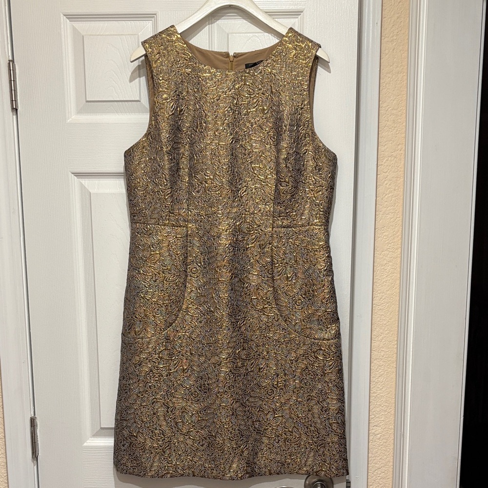 Ann Taylor Woman’s Gold Yellow Petite Dress Size 12P Petite
